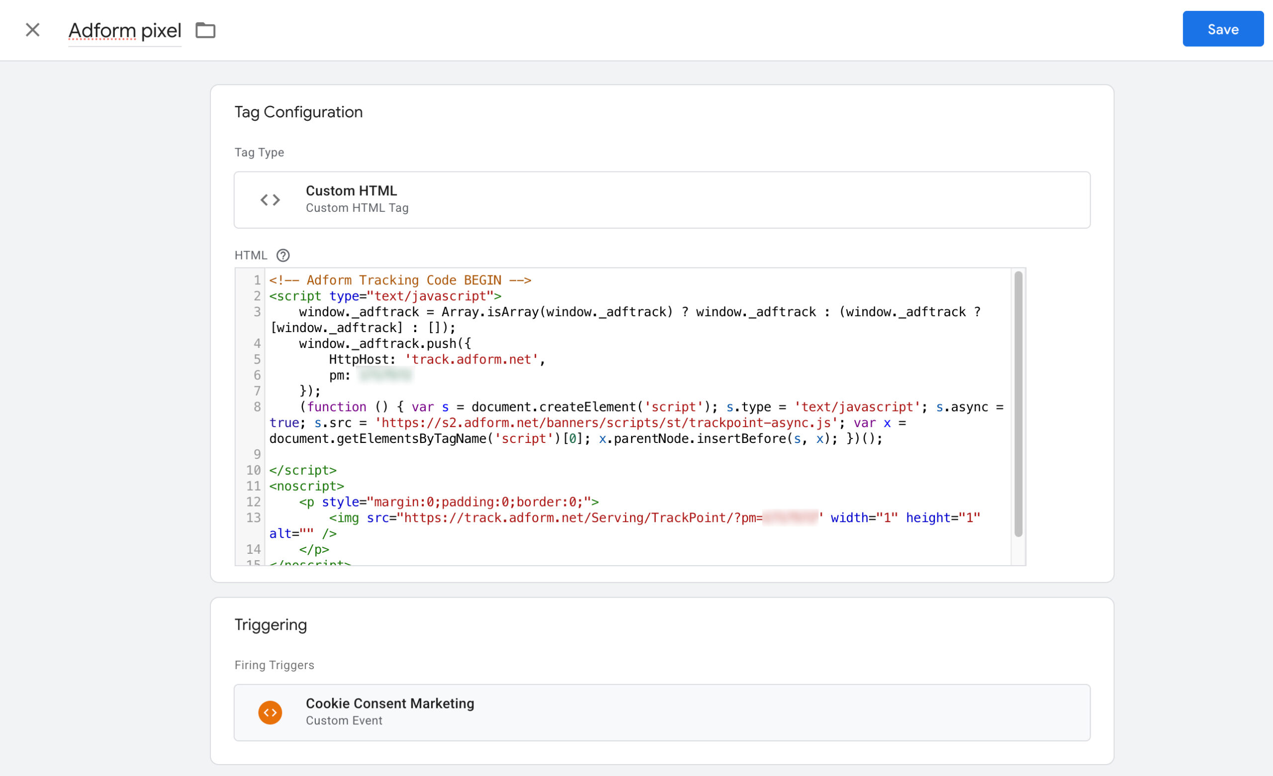 Adform Pixel Google Tag Manager